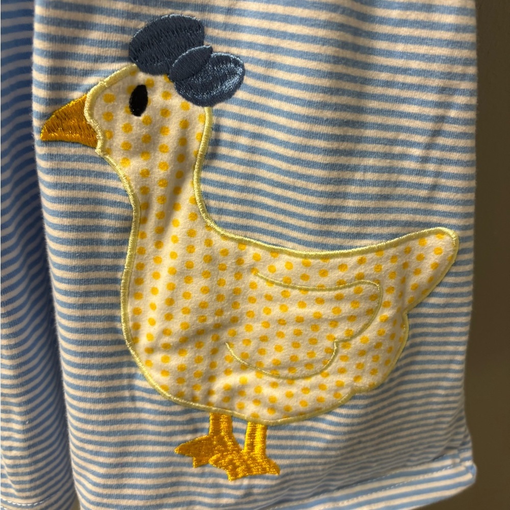 Blue Striped Kids dress with Duck Design - Picture 2 of 3